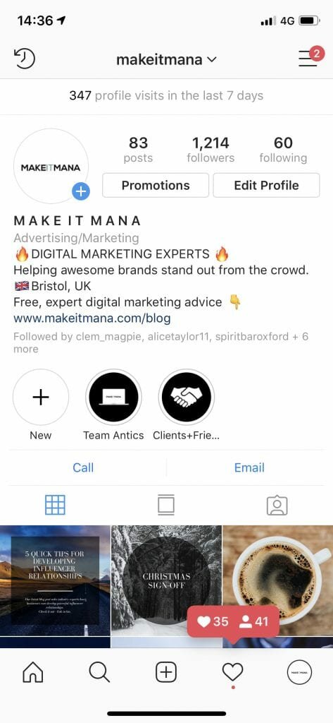post on social instagram